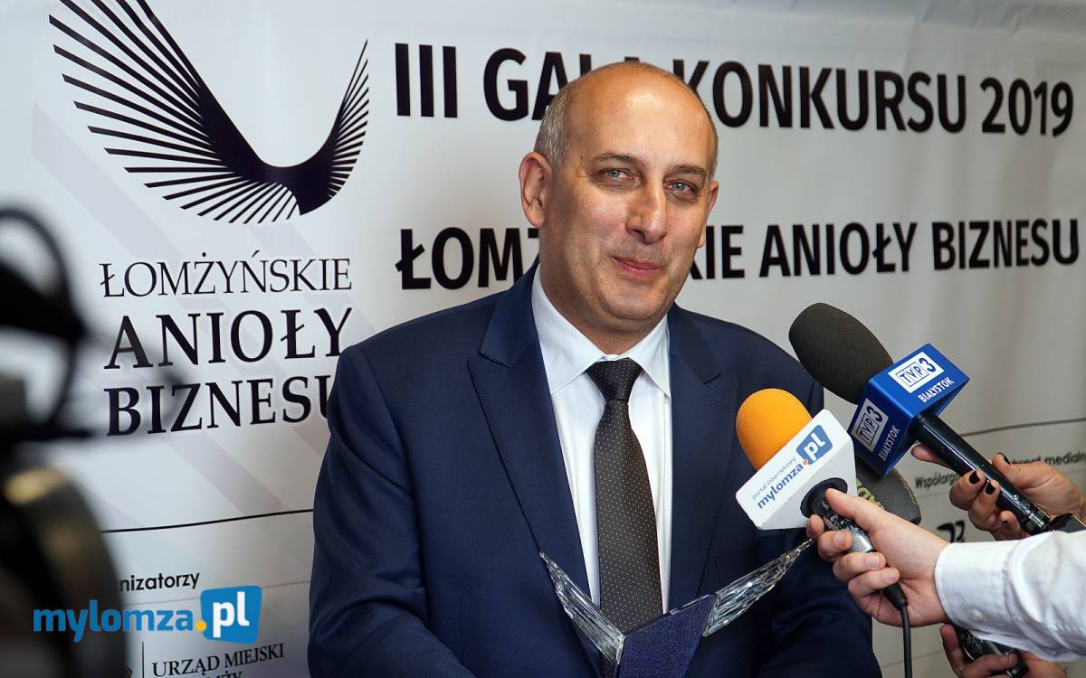 Przedstawiciel laureata Łomżyńskich Aniołów Biznesu 2019 w kategorii Super Anioł - OSM PIĄTNICA Dyrektor ds. rozwoju biznesu Jacek Lewicki
