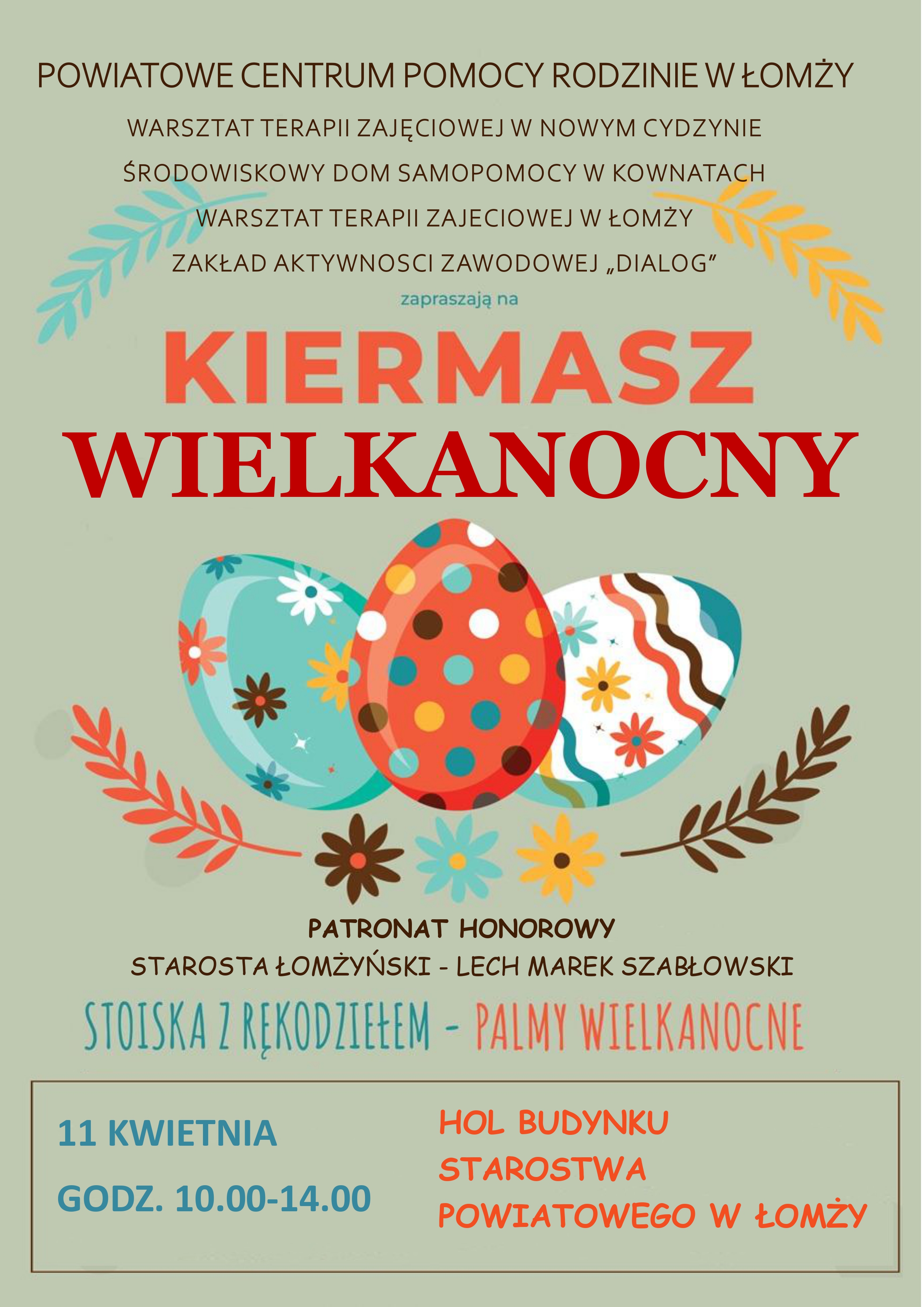 11.04.2025 r.; I Kiermasz Wielkanocny rękodzieła osób niepełnosprawnych; plakat wydarzenia