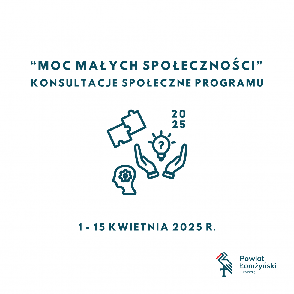 Ilustracja o treści: "Moc Małych Społeczności"; konsultacje społeczne programu; 1 - 15 kwietnia 2025 r.